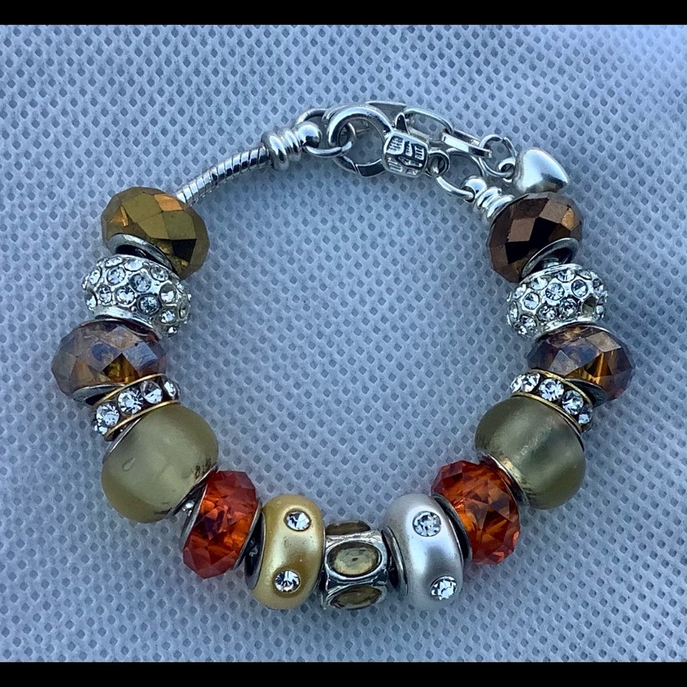 Handcrafted European style large hole beaded bracelet